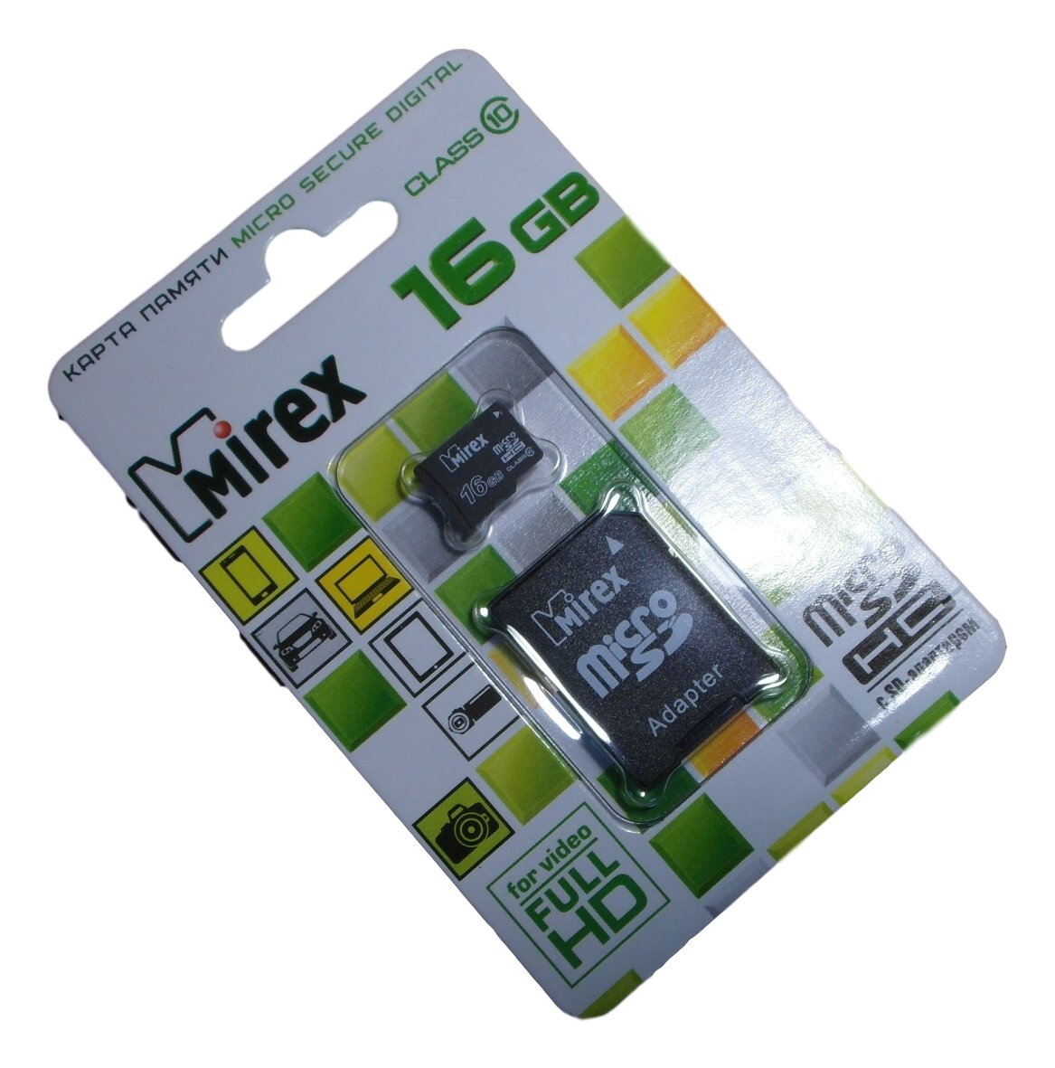 MicroSD 16GB class 10 (с адаптером) MIREX