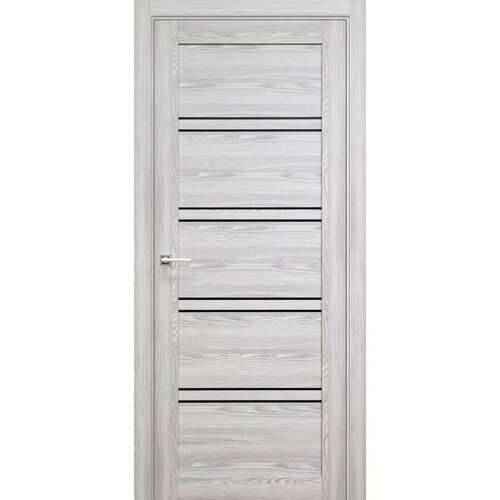 Межкомнатная дверь L9 Ривьера айс 80x200 (Комплект вместе с фурнитурой) Черное стекло