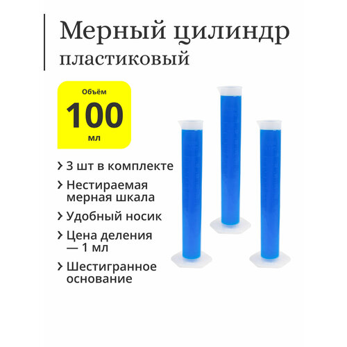 Мерный цилиндр пластиковый, 100 мл (3 шт.)