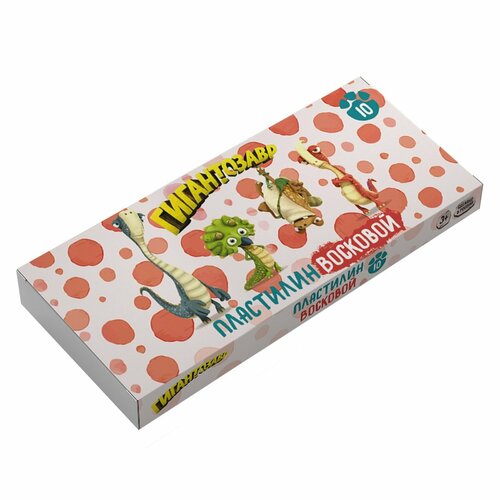 Пластилин восковой Гигантозавр 120 г, (картонная упаковка), 10 цветов, 02 (GGZ-LMCW0110)