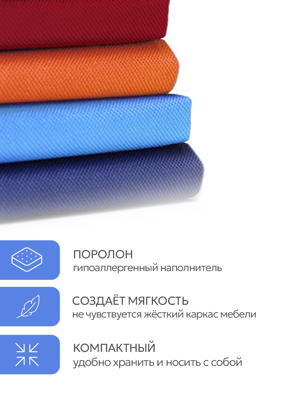 Изображение Матрас для шезлонга, лежака 180*50*5 поролон Оксфорд 600D водоотталкивающий синий