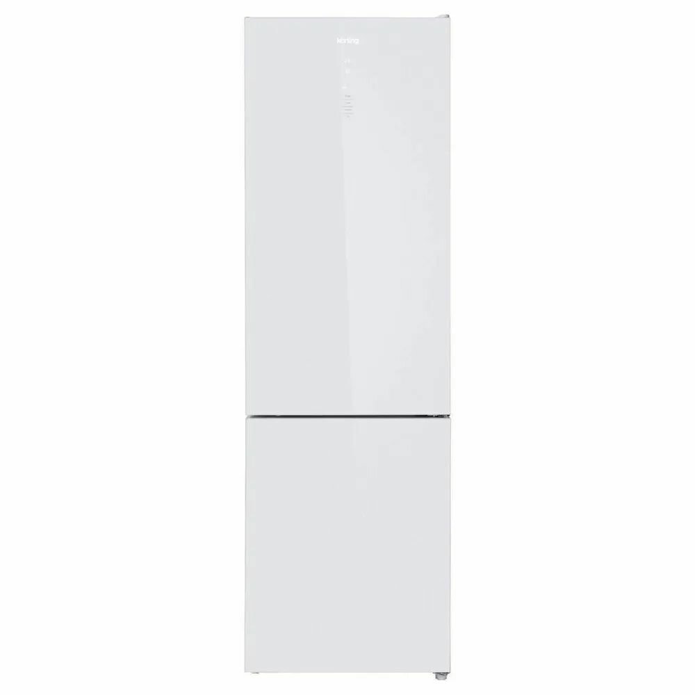 Холодильник Korting KNFC 62370 GW отдельностоящий, нижняя морозильная камера, Full No Frost, сенсорное управление, цифровой дисплей, цвет белое стекло