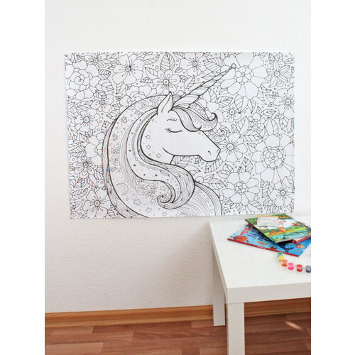 Фотообои раскраска - плакат для рисования Единороги 247₽