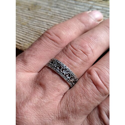 Кольцо Проба Молитва Господу и Богородице, серебро, 925 проба, чернение