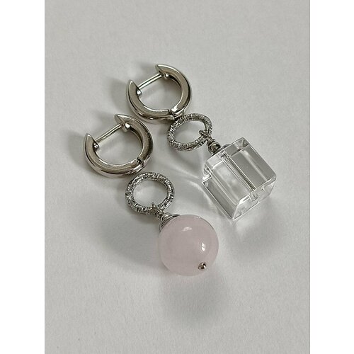 Серьги с подвесками, конго MARI JOO, розовый кварц, горный хрусталь, бесцветный, розовый