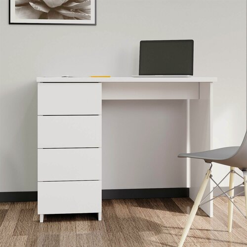 Изображение товара Стол письменный Белый с 4 ящиками школьный, компьютерный игровой стол, рабочий стол для ноутбука 95*50*75