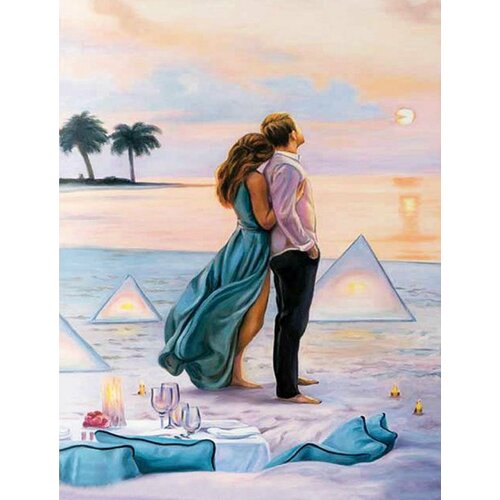 Алмазная мозаика. Картина стразами на подрамнике (размер 40х50 см, полная выкладка, круглые стразы) Романтика