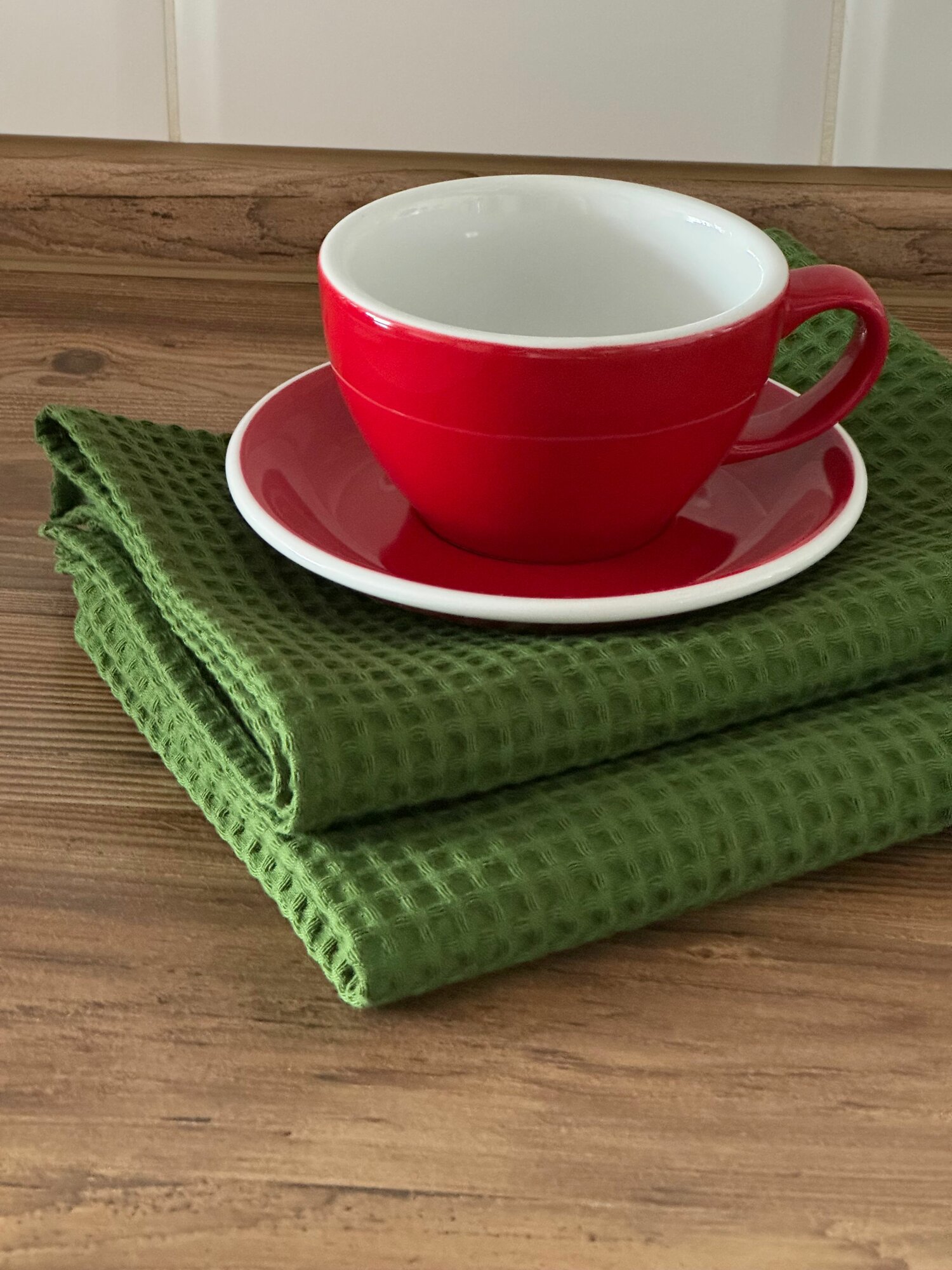 Набор кухонных полотенец "Зеленый", 50x70 см, 2 штуки, вафельный, хлопок