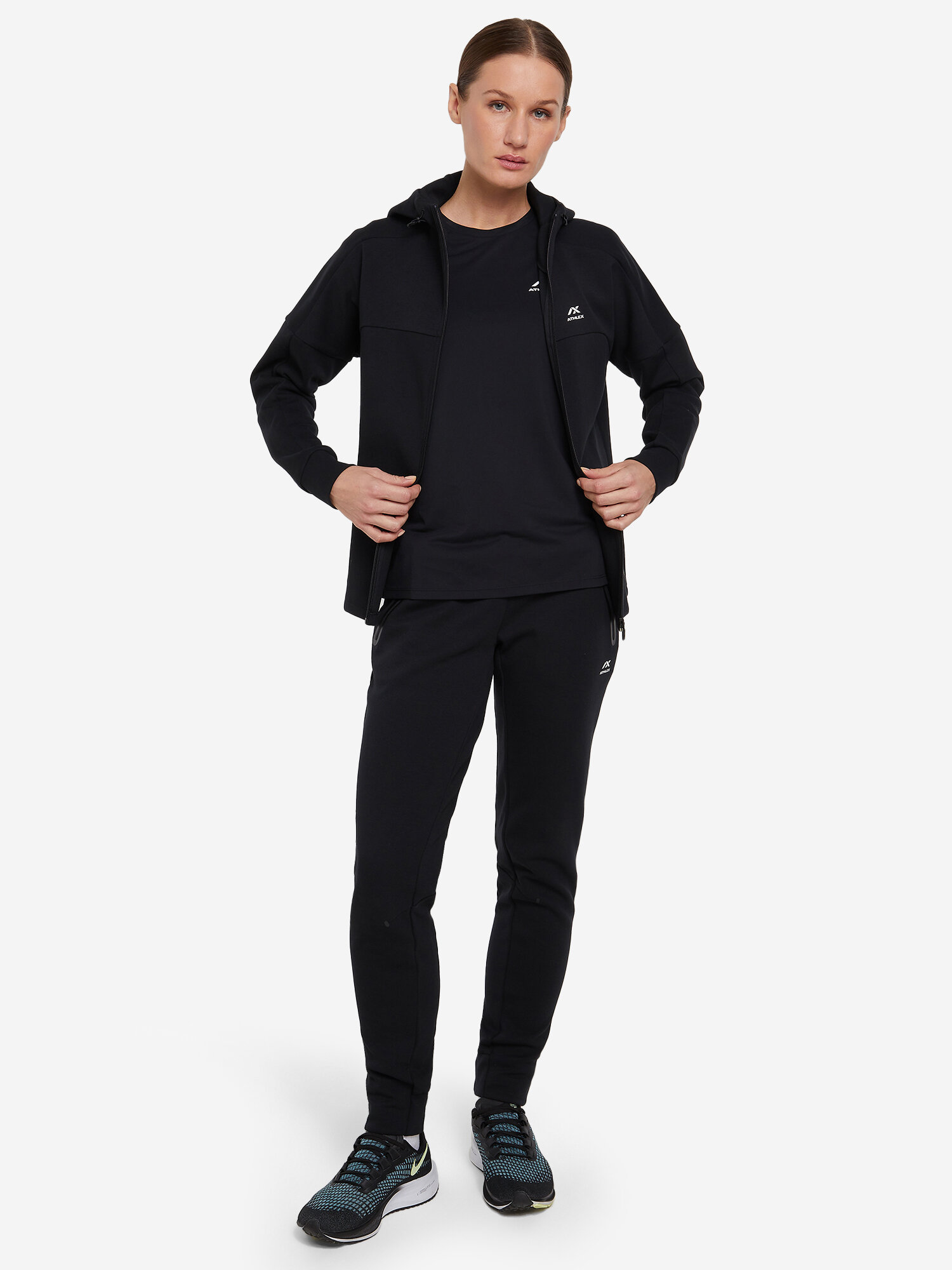 Толстовка спортивная ATHLEX Hooded Full Zip Tech Jumper, размер 40, , черный — фото 1