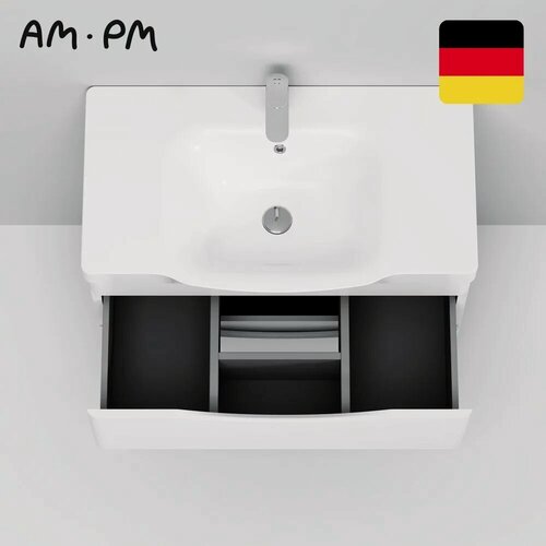 Изображение товара Раковина для ванной комнаты AM.PM, со смесителем поворотным, хром, раковина 80 см встроенная, белый