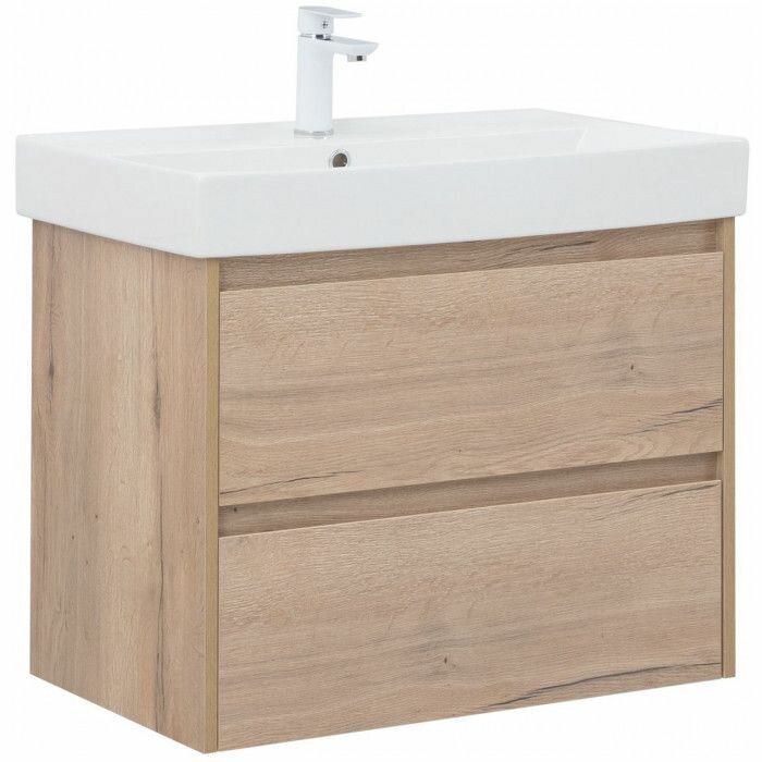 фото Тумба под раковину Aquanet Nova Lite 75 дуб крафт (2 ящика)