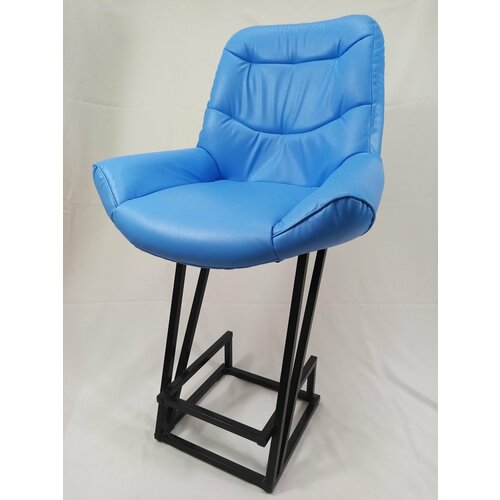 Барный стул Лофт Nova Grand, (высота сиденья 67 см), кожа голубая, каркас черный