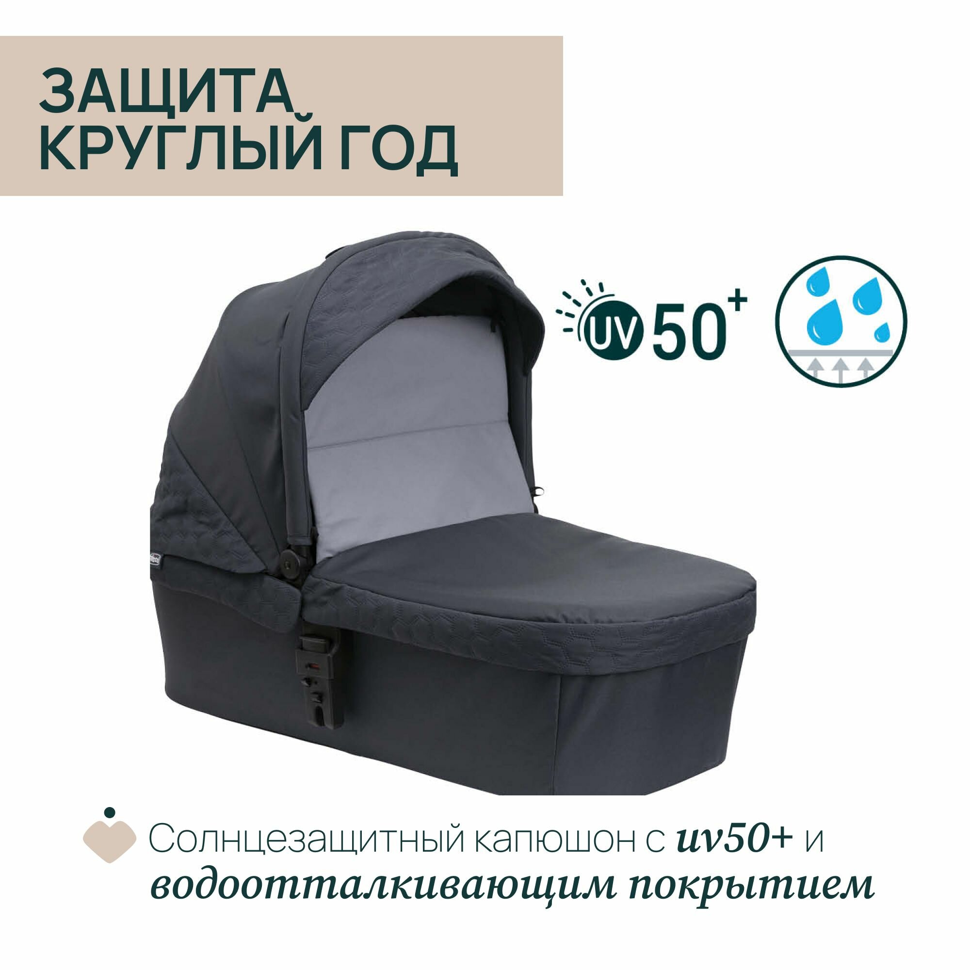 Люлька для коляски Chicco Seety для новорождённых от 0 месяцев Boston Grey