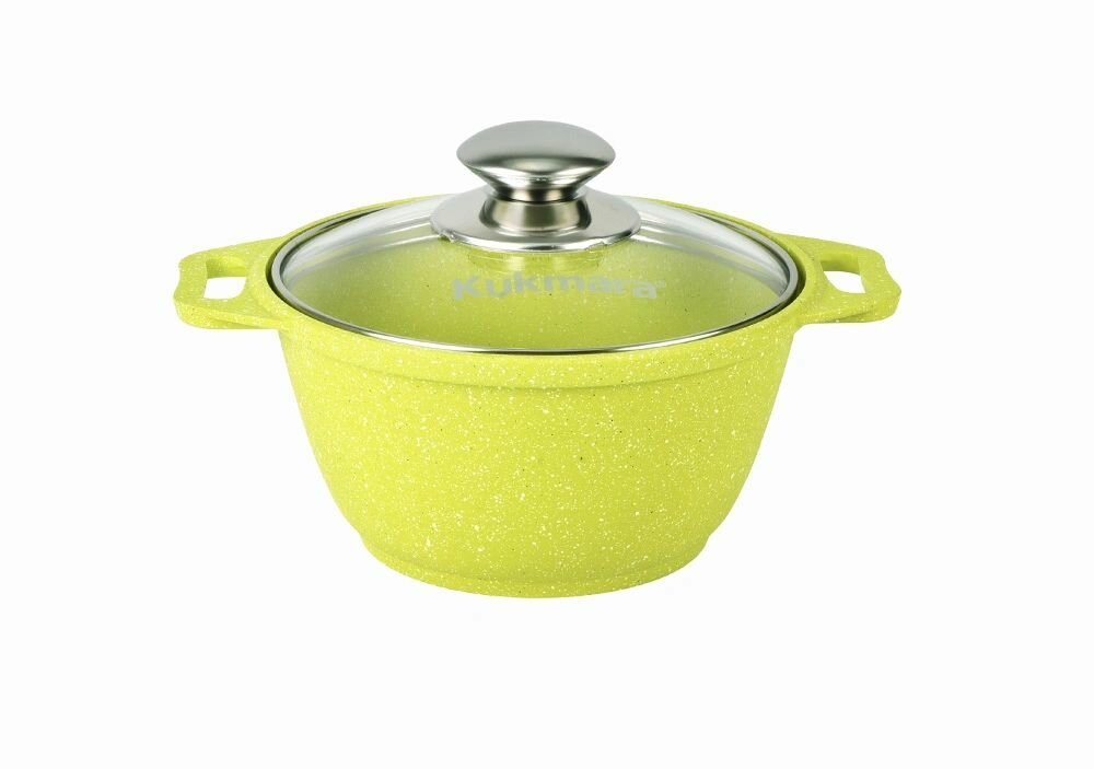 Кастрюля с антипригарным покрытием со стеклянной крышкой Kukmara (Trendy style lime) к11tsl, 1 л,