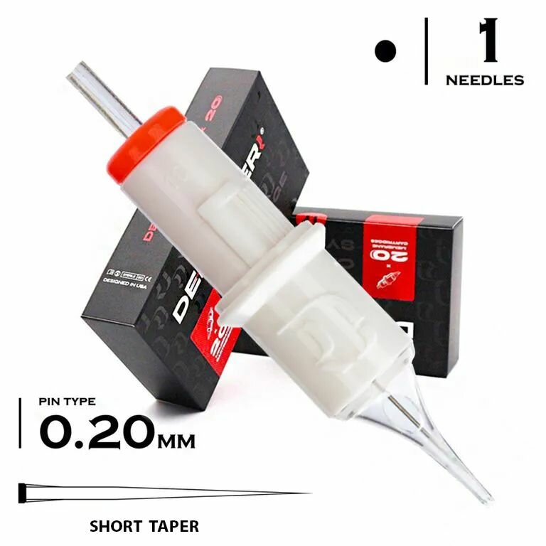 Картриджи для тату и татуажа DEFENDERR 0.20/01 RLST Round Liner Short Taper, 20шт