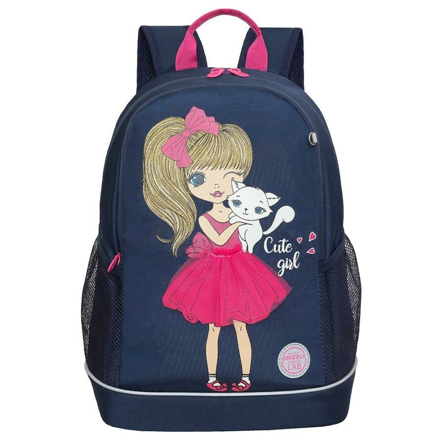 фото Рюкзак школьный GRIZZLY с карманом для ноутбука 13", жесткой спинкой, двумя отделениями, для девочки RG-363-9/1