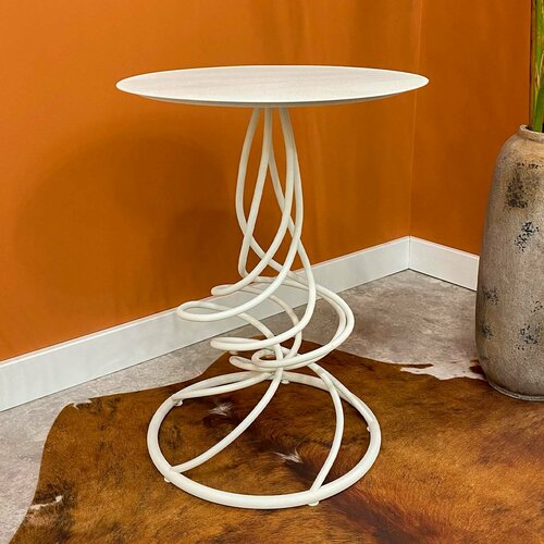 Столик журнальный белый кофейный маленький круглый столик в современном стиле