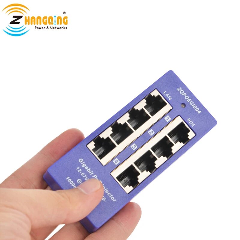 Горячая Распродажа 4-портовый гигабитный Инжектор PoE Midspan 24 в 48 в, режим работы B для IP-камеры, MikroTik и других сетевых устройств
