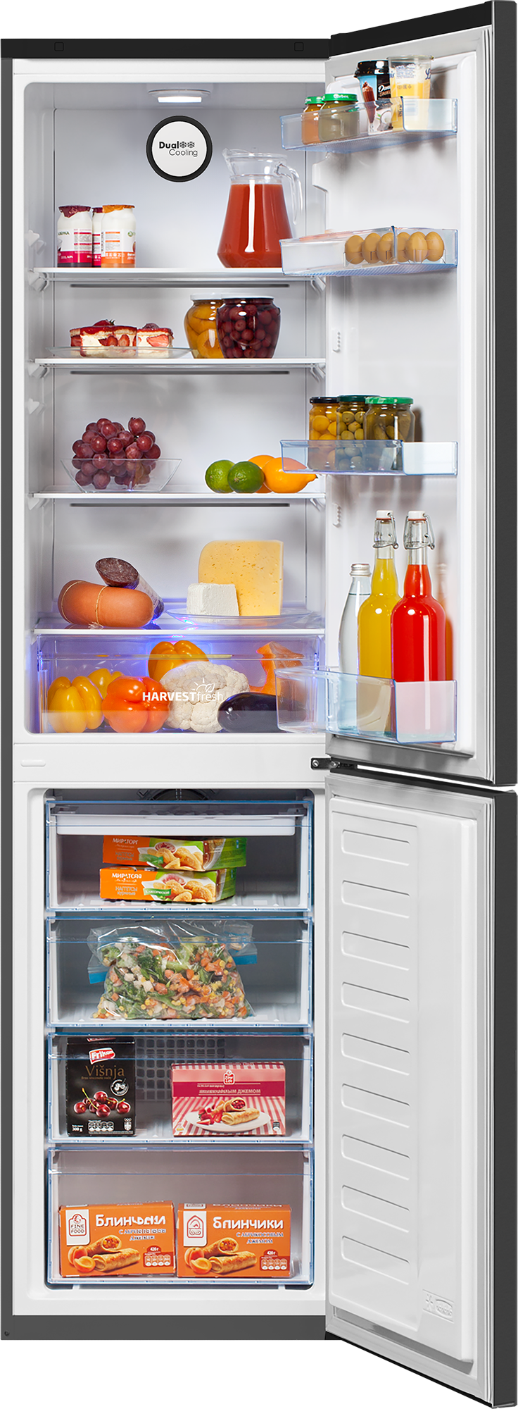 Двухкамерный холодильник Beko B3R0CNK332HX, темно серый (нержавеющая сталь), No Frost, HarvestFresh — фото 1