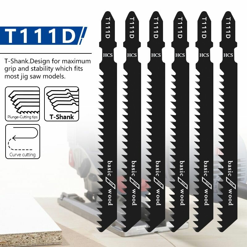 Изображение Пилки для лобзика, по дереву, тип T111D, HCS, 100 x 76 мм, 5 шт.