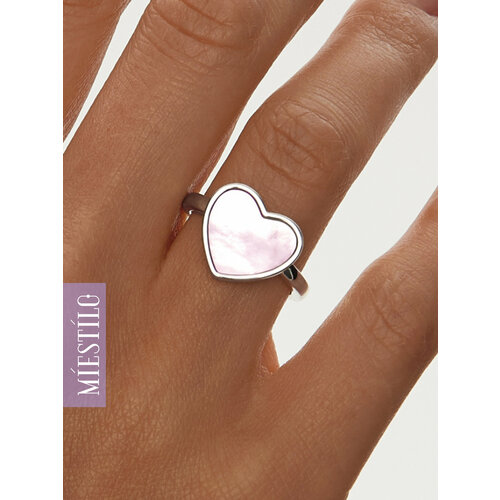 Кольцо MIESTILO, серебро, 925 проба, родирование, перламутр, размер 16, серебристый