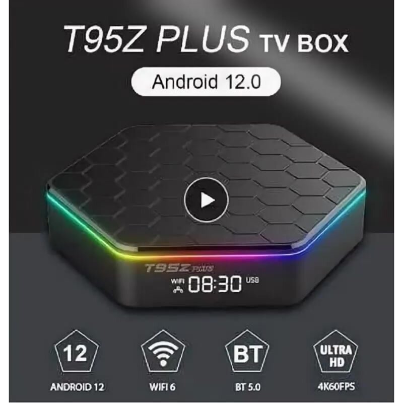 Смарт-приставка T95Z Plus Black, Android TV, Wi-Fi/Bluetooth, пульт ДУ — фото 1