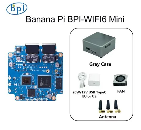 Мини-маршрутизатор Banana Pi BPI-WIFI6, Gray Case SET