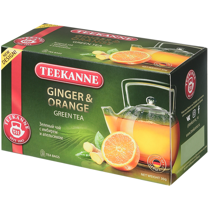 Чай зеленый Teekannee Ginger-Orange в пакетиках 20*1.5г