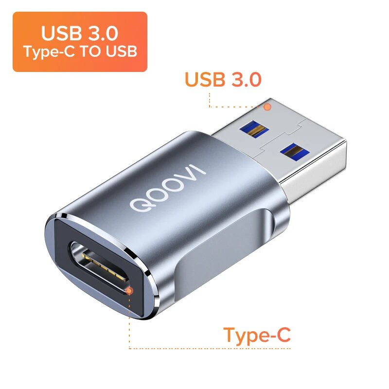 Адаптер QOOVI USB 3,0 на USB Type C OTG, конвертер Thunderbolt 3 для Macbook Pro, Samsung S21, Xiaomi, Huawei, фоторазъем OTG, USB Type C To USB A