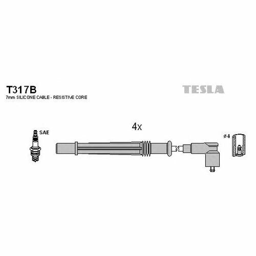 Комплект проводов зажигания Tesla t317b для Renault Clio, Modus, Twingo II, Wind