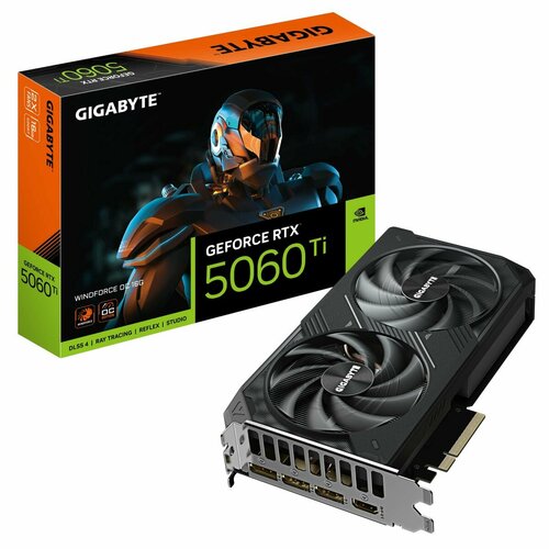 Видеокарта Gigabyte RTX5060Ti WINDFORCE OC 16GB GDDR7 128bit 3xDP HDMI 2FAN RTL 86180₽