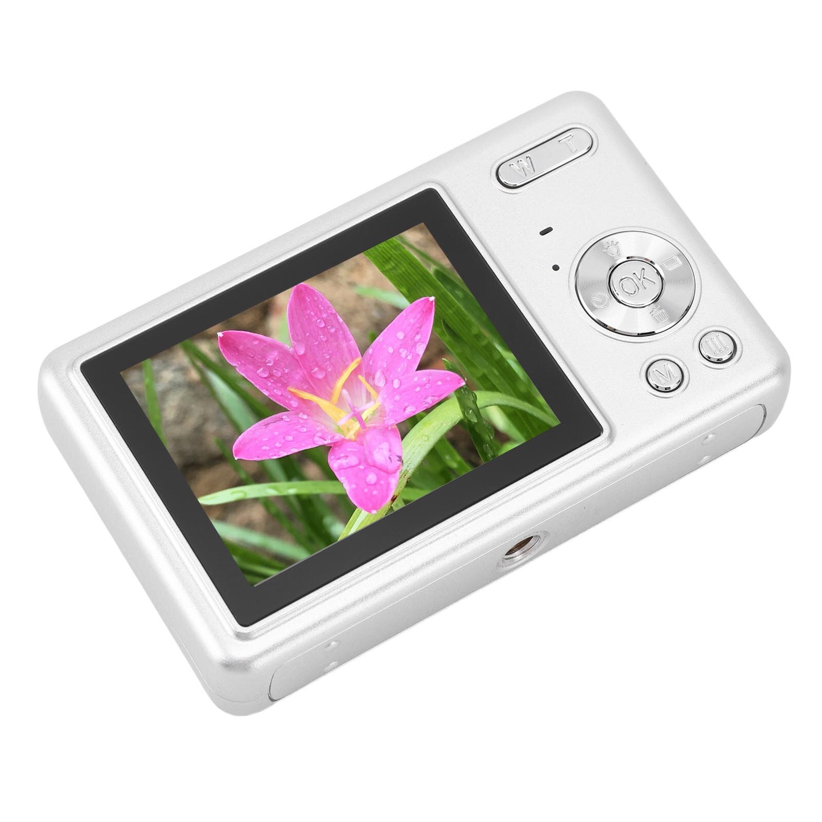 Цифровая камера 12MP 1080P с экраном TFT 2.4 дюйма, 16-кратным зумом и автофокусом, карманная цифровая камера для студенческого видеоблога, серебристая — фото 1