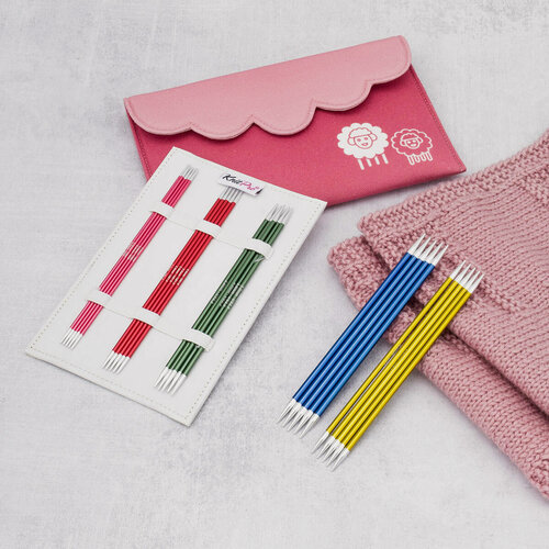 Изображение товара Спицы для вязания носочные, набор 5 пар, 2-4 мм, 15 см, Starter Zing, алюминий, KnitPro