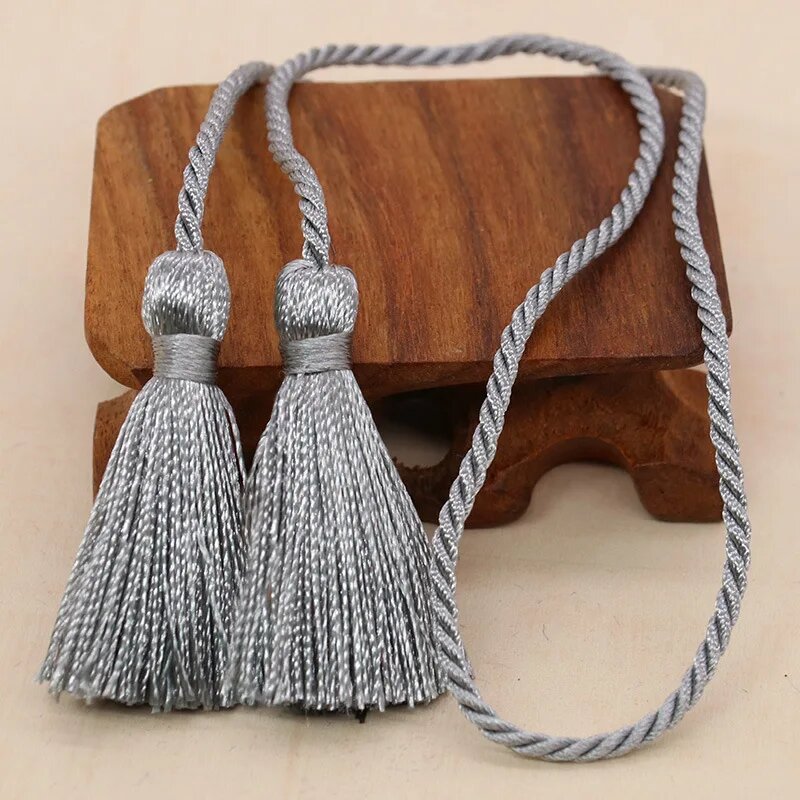 Двойные кисточки из полиэстера 54 см Серый, 2Pcs, 07 Silver gray