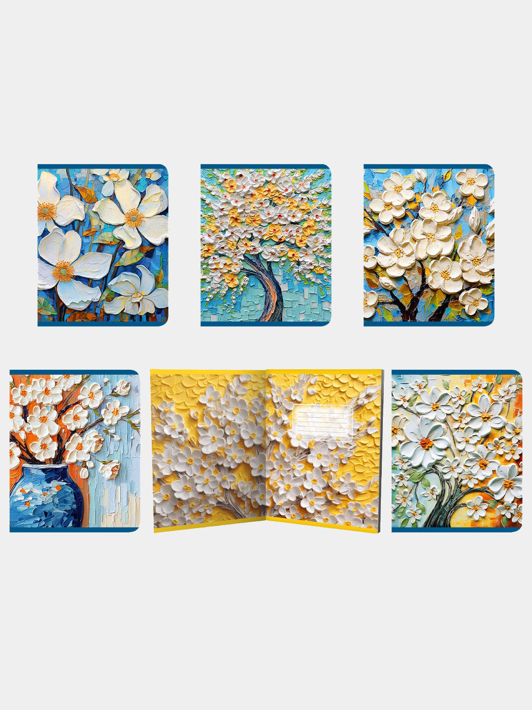 Тетрадь А5, 48 л, клетка, Сакура Импасто, 5шт