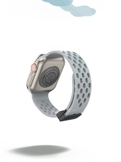 Спортивный силиконовый ремешок, на магнитной основе, для Apple Watch 42, 44, 45, 49 мм, серый