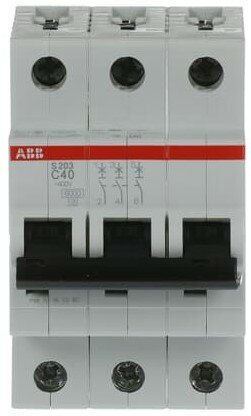 S203 C40 Автоматический выключатель 3-полюсный 40А 6кА (хар-ка C) ABB 2CDS253001R0404