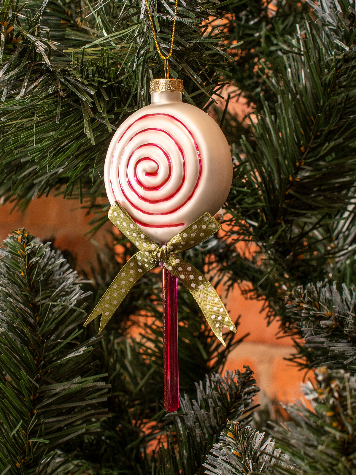 Стеклянная новогодняя елочная игрушка "UltraMarin" 106-LN Леденец