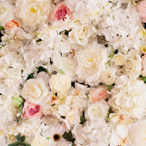 Изображение товара Самоклеящаяся антивандальная пленка для декора, мебели и кухонных фартуков "Стена из белых цветов". (155х60 см.)