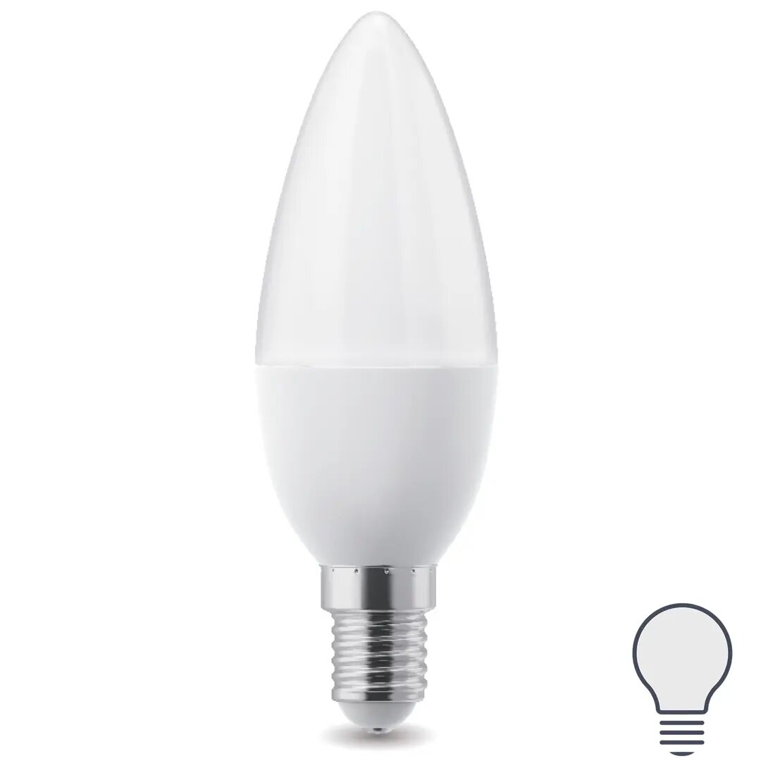 Лампа светодиодная E14 220-240 В 65 Вт свеча матовая 600 лм нейтральный белый свет