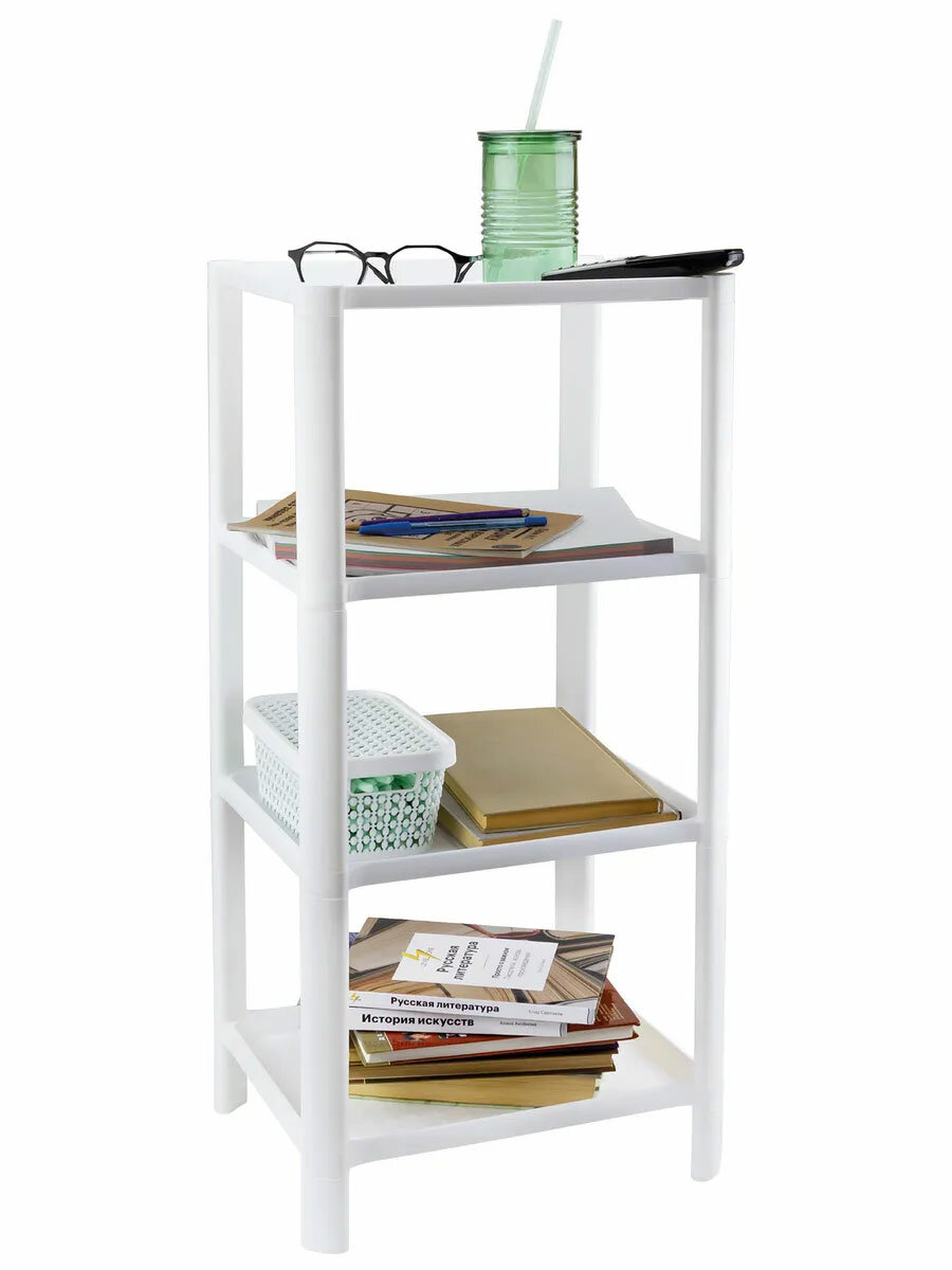 фото Полка прямоугольная М 2745 4 секции (белая) 34х28х75 см IDEA