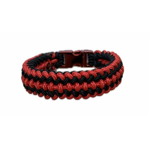 фото Плетеный браслет амулет черно-красный, металл, 1 шт., размер 21 см, размер m, диаметр 7.2 см, красный, черный sunny street