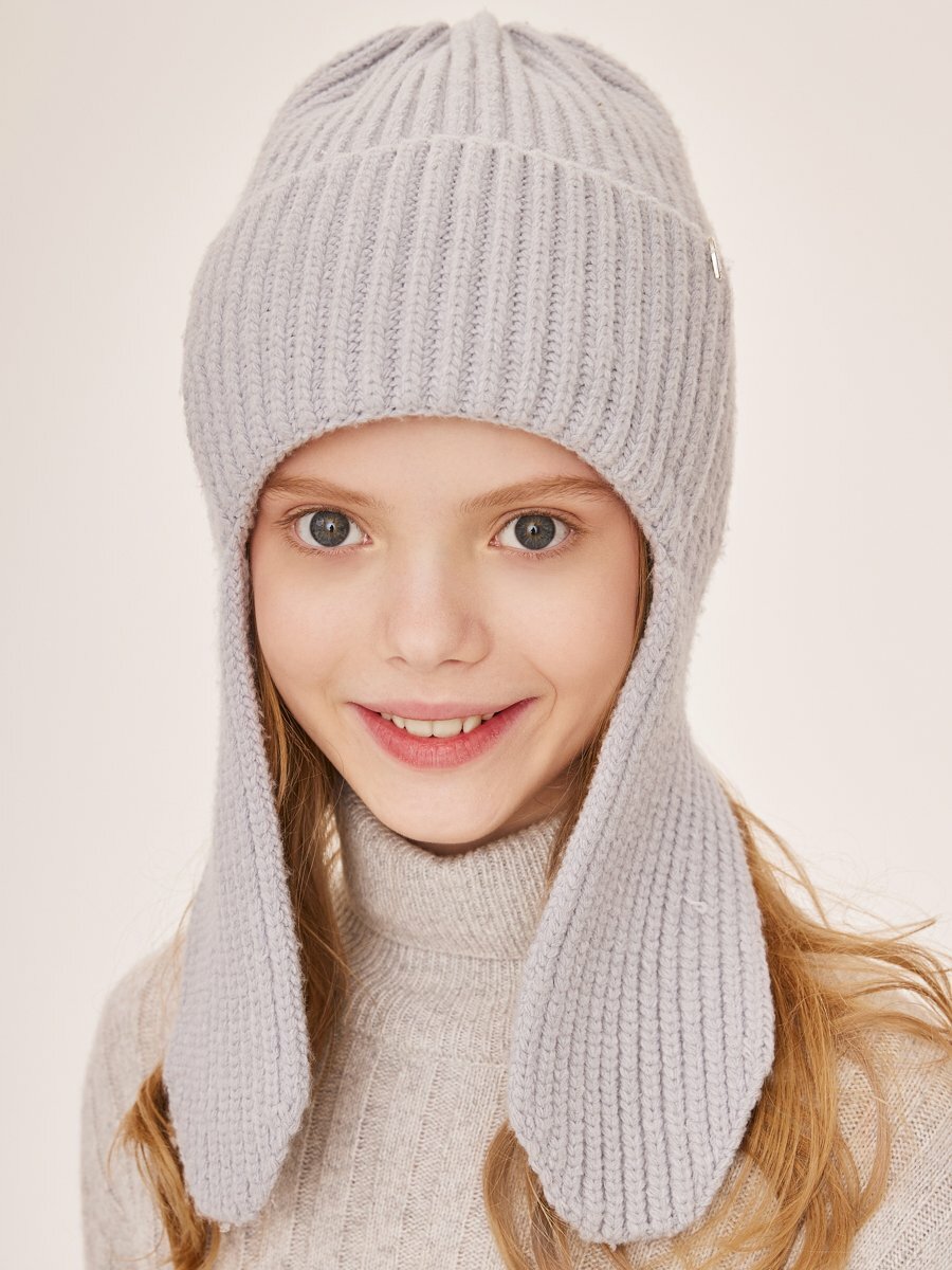 Шапка Noble People для девочек размер 54/56 серый