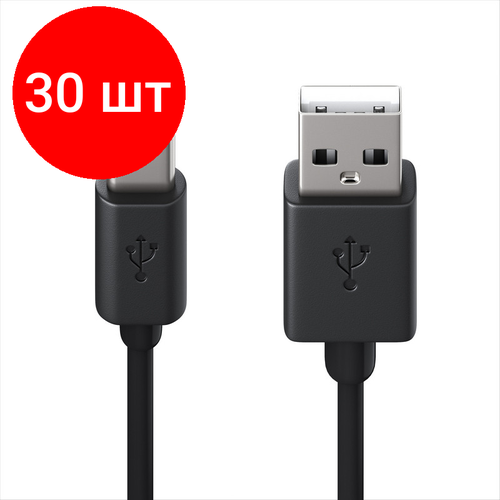 Комплект 30 штук, Кабель USB 2.0 - USB Type-C, М/М, 1 м, Red Line, чер, УТ000010553 комплект 2 шт кабель usb 2 0 am typec 1 м red line для подключения портативных устройств и периферии черный ут000010553