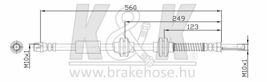 K&K FT0434 Шланг тормозной VOLKSWAGEN Transporter V Box (7HA 7HH) 1.9 TDI 2.0 2.5 TDI 3.2 V6 04.03-