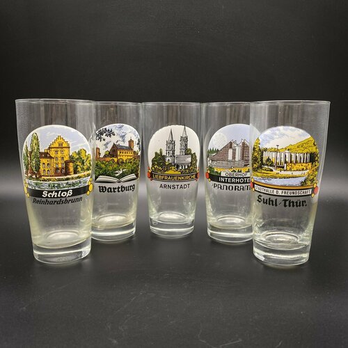 Набор из 5 стаканов стекло деколь Европа 2000-2010 гг 1364₽