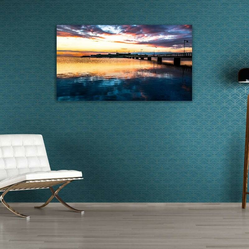 Картина на холсте 60x110 LinxOne "Мост море вода" интерьерная для дома / на стену / на кухню / с подрамником