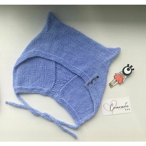 фото Шапка ушанка шапочка из пуха норки чёрная, размер 56/58, голубой bags&hats