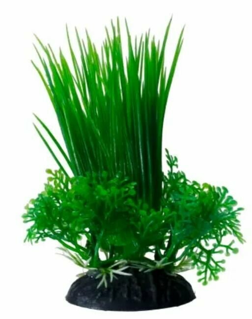 Homefish Растение для аквариума пластиковое Лилеопсис зеленый, с грузом, 12 см