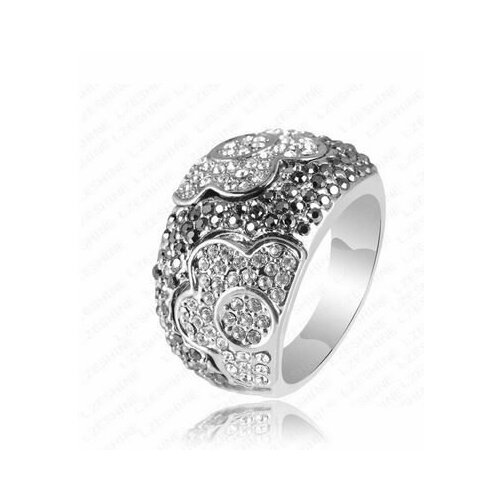 Кольцо, размер 18, бесцветный, серебряный кольцо со стразами сваровски 18 размер 18 монета денежный талисман